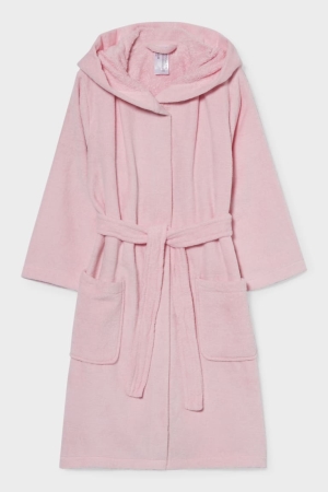 C&A Bathrobe With Hood Organic Cotone Rosa | 5219-IUMDY