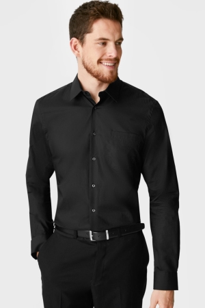 C&A Business Regular Fit Extra Long Sleeve s Easy-iron Nere | 6591-CPLMV