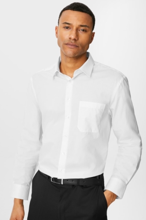 C&A Business Regular Fit Extra-Sleeve s Easy-iron Bianche | 0236-EQBON