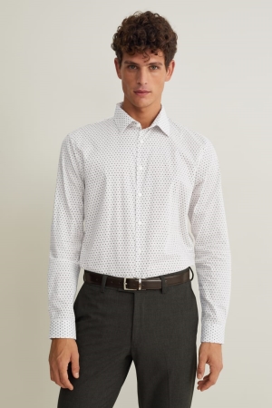 C&A Business Regular Fit Kent Collar Easy-iron Beige | 6792-VMFSQ