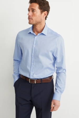 C&A Business Slim Fit Kent Collar Easy-iron Blu Chiaro | 9182-QFMBE