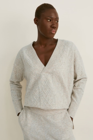 C&A Cable Knit Pattern Beige | 0421-VILAF