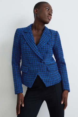 C&A Chenille Regular Fit Check Blu Scuro | 1239-YUENC