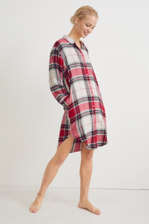 C&A Flannel NightCheck Bianche Rosse | 2578-PYCOS