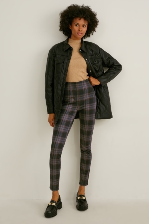 C&A Jersey Magro Fit Recycled Check Nere Grigie | 7016-WXYNA