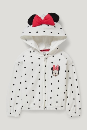 C&A Minnie Mouse Zip-through With Hood Polka Dot Bianche | 0539-LGWNH