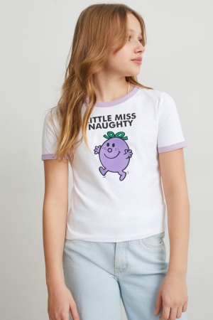 C&A Mr. Men Little Miss Sleeve Bianche | 4105-BCUOJ