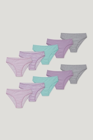 C&A Multipack Of 10 Briefs Organic Cotone Viola Chiaro | 9146-VXKMB