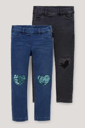 C&A Multipack Of 2 Jegging Shiny Nere | 1057-SBPNA
