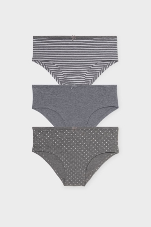 C&A Multipack Of 3 Hipster Briefs Organic Cotone Grigie | 7863-YFHRL