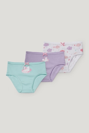 C&A Multipack Of 3 Unicorn Briefs Organic Cotone Menta Verdi | 4237-ZUQHP