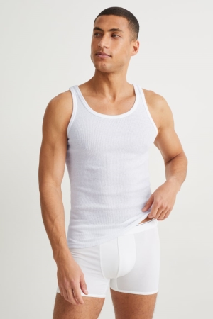 C&A Multipack Of 5 Vest Double Rib Organic Cotone Bianche | 2956-IWNQF