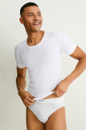 C&A Multipack Of Vest Double Rib Organic Cotone Bianche | 2761-NFTWI