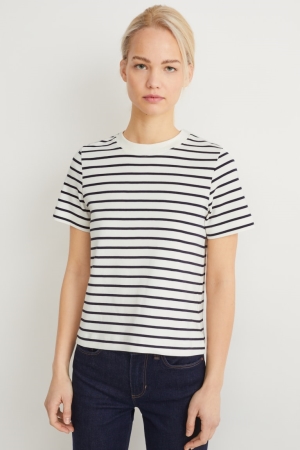 C&A Organic Cotone A Strisce Blu Scuro Bianche | 0815-LVIEH