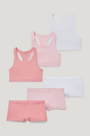 C&A Set 3 Crops And 3 Pairs Of Organic Cotone Rosa | 4365-XLGRP