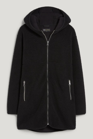 C&A Teddy Fur With Hood Nere | 5687-NJPSL