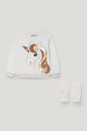 C&A Unicorn Set And Mittens 2 Piece Bianche | 4083-BYZHW