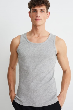 C&A Vest Double Rib Organic Cotone Grigie Chiaro | 7120-XMBRL